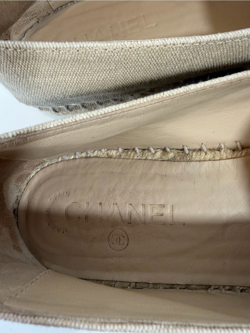 Chanel Canvas CC Logo Espadrilles - Beige & Black Cap Toe - Size 41 Us 11 - Picture 9 of 12